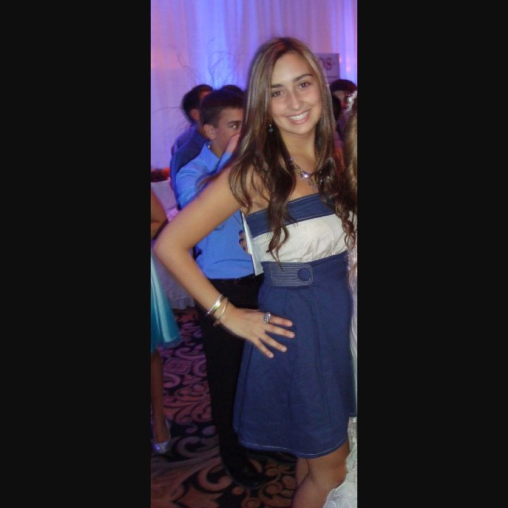 Summer strapless dress.